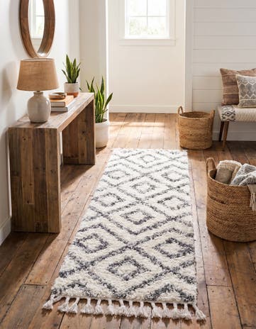 Ivory Athena Shag Runner Rug