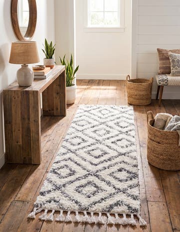 Ivory Athena Shag Runner Rug