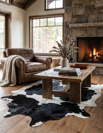 4' 1 x 6' 2 Cowhide Leather Rug