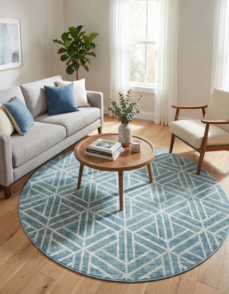 Detail image of 7' x 7' Lattice Trellis Round Rug