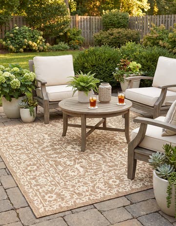 6' x 6' Easy-Clean Botanical Indoor / Outdoor Square Rug