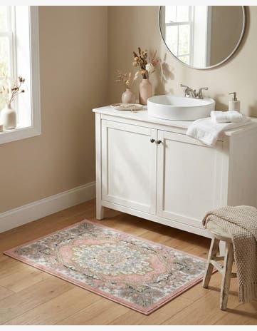 Rose Pink Kamala Washable Rug