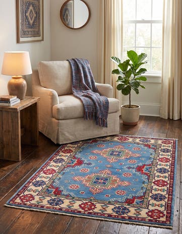 3' 5 x 4' 11 Hand Knotted Kazak Rug