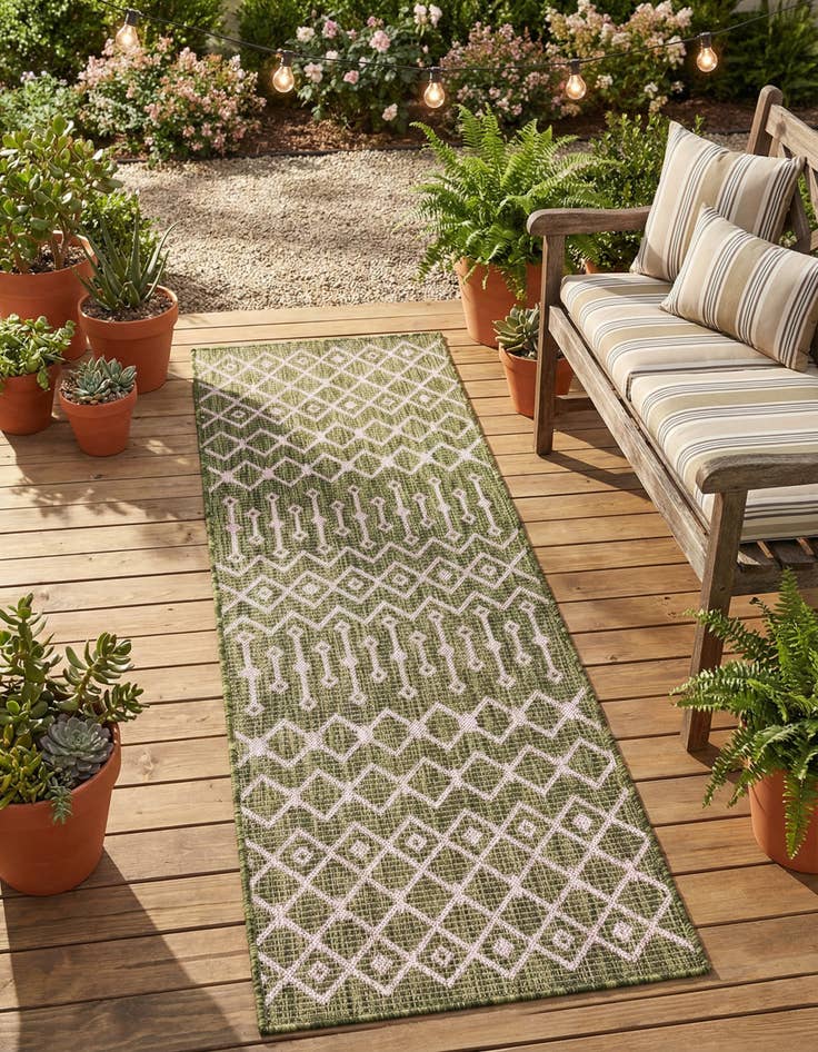 Detail image of 2' x 6' Washable Lattice Indoor / Outdoor Runner Rug