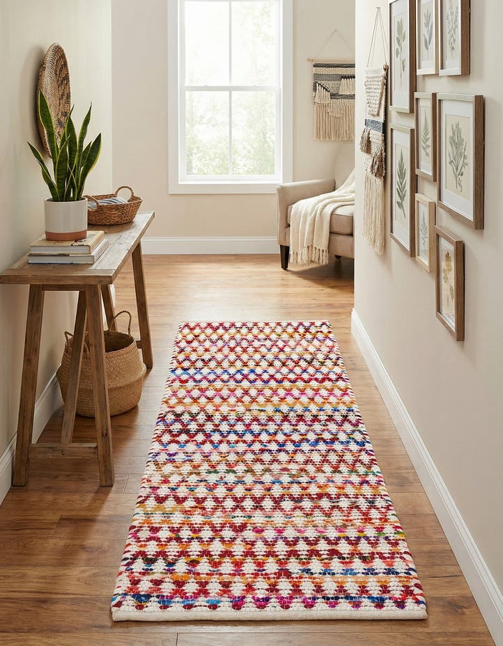 2' 7 x 6' 1 Hand Woven Braided Chindi Runner Rug