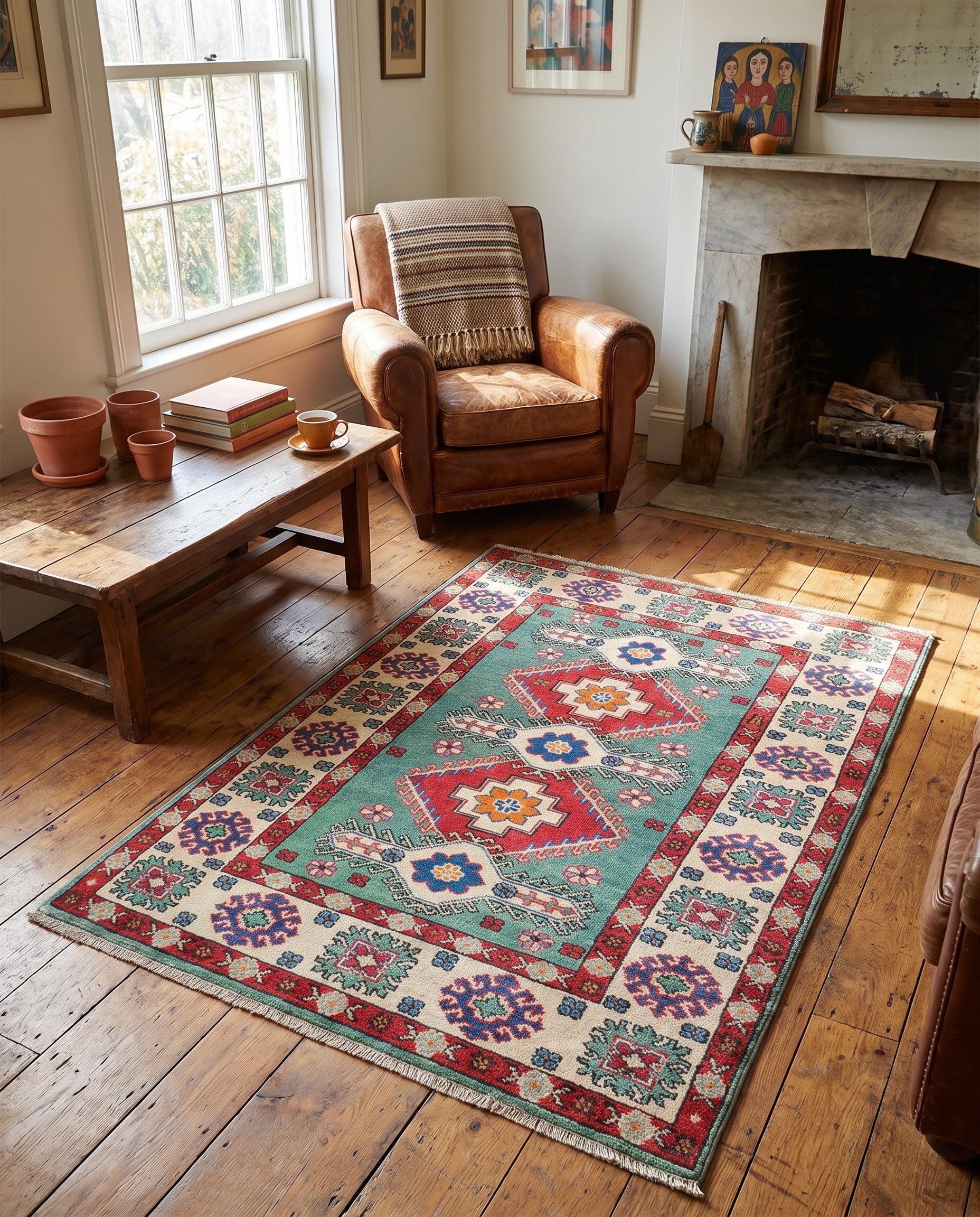 3' 3 x 5' Hand Knotted Kazak Rug