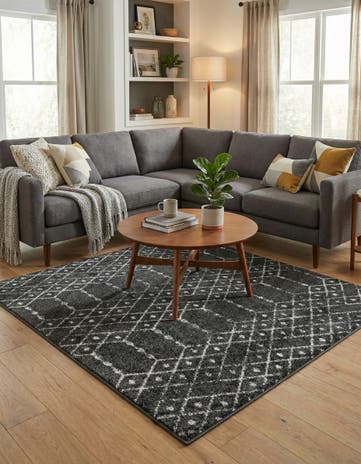 Charcoal Gray Paxon Trellis Square Rug