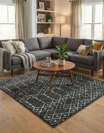 Charcoal Gray Paxon Trellis Square Rug