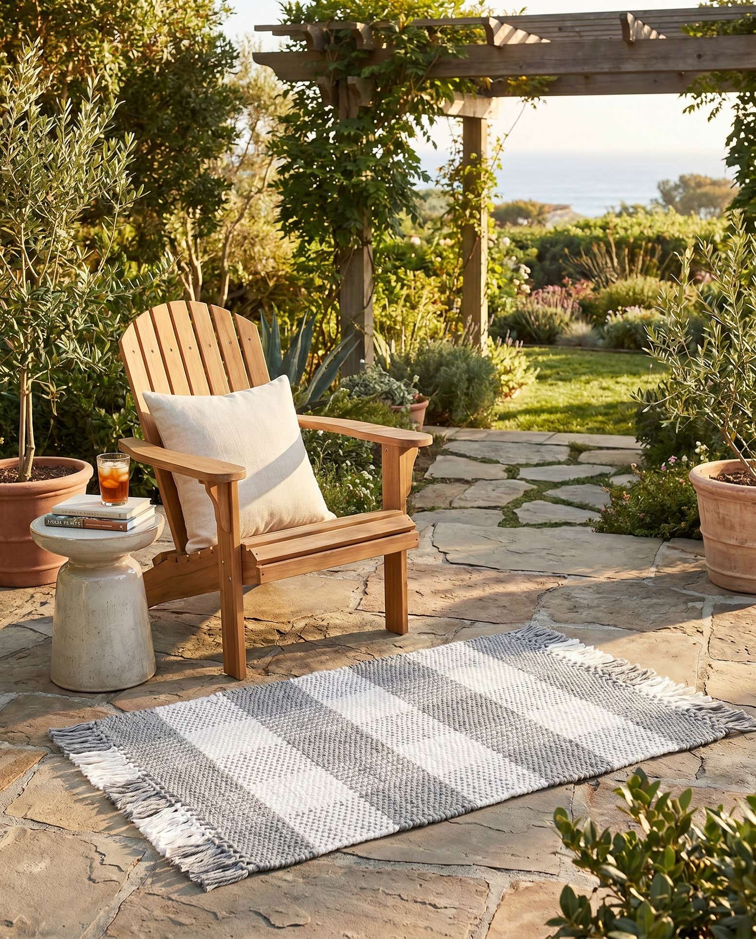 2' 2 x 3' Easy-Clean Eco Plaid Washable Indoor / Outdoor Rug