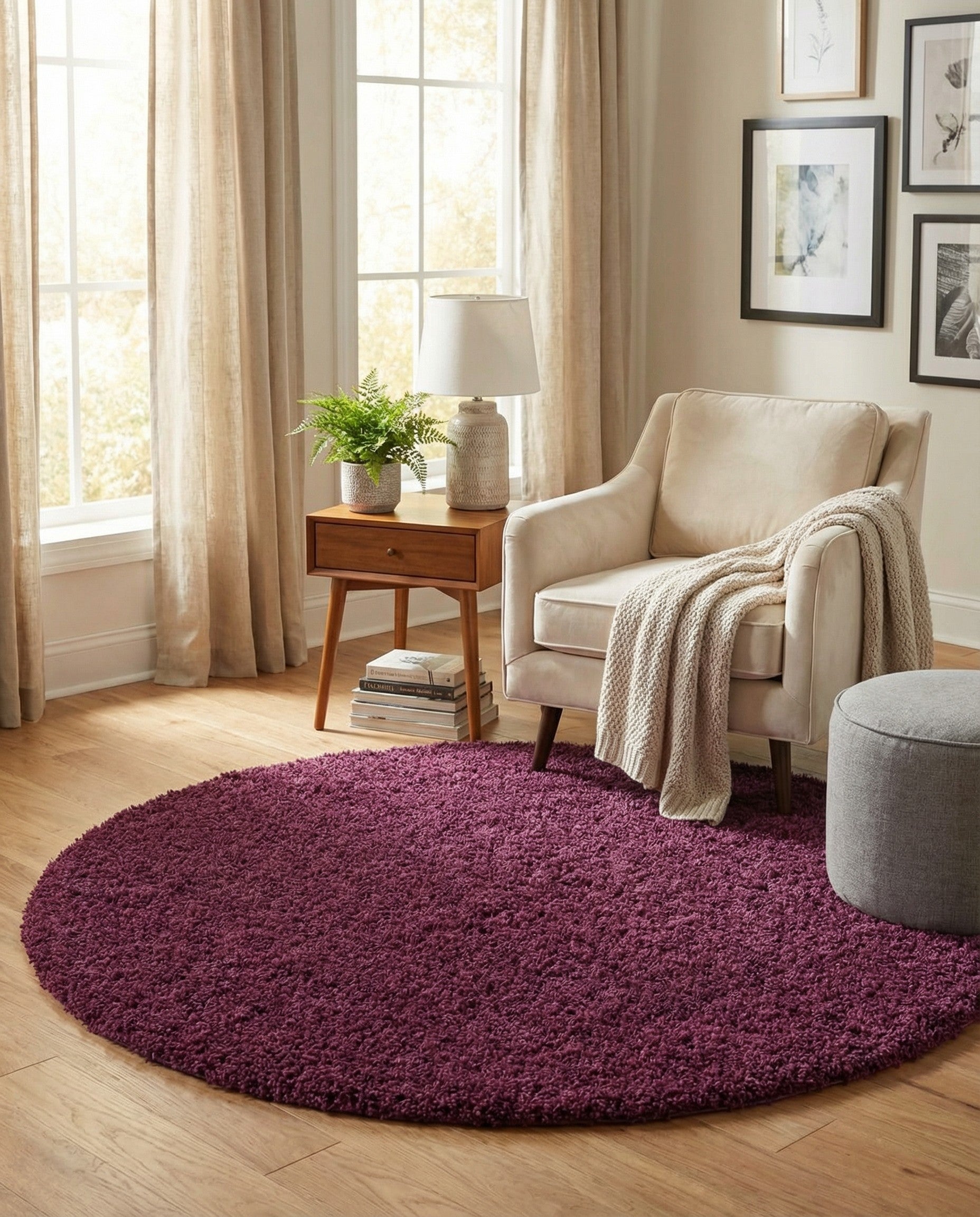 Primary image 7' x 7' Solid Shag Round Rug