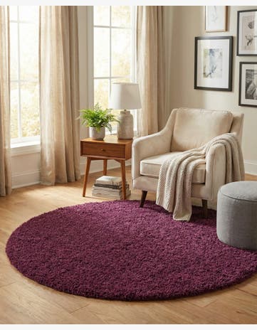 7' x 7' Solid Shag Round Rug