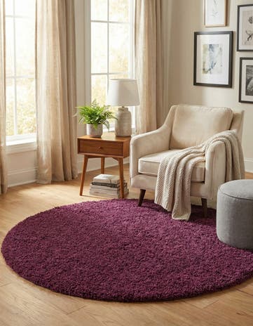 7' x 7' Solid Shag Round Rug