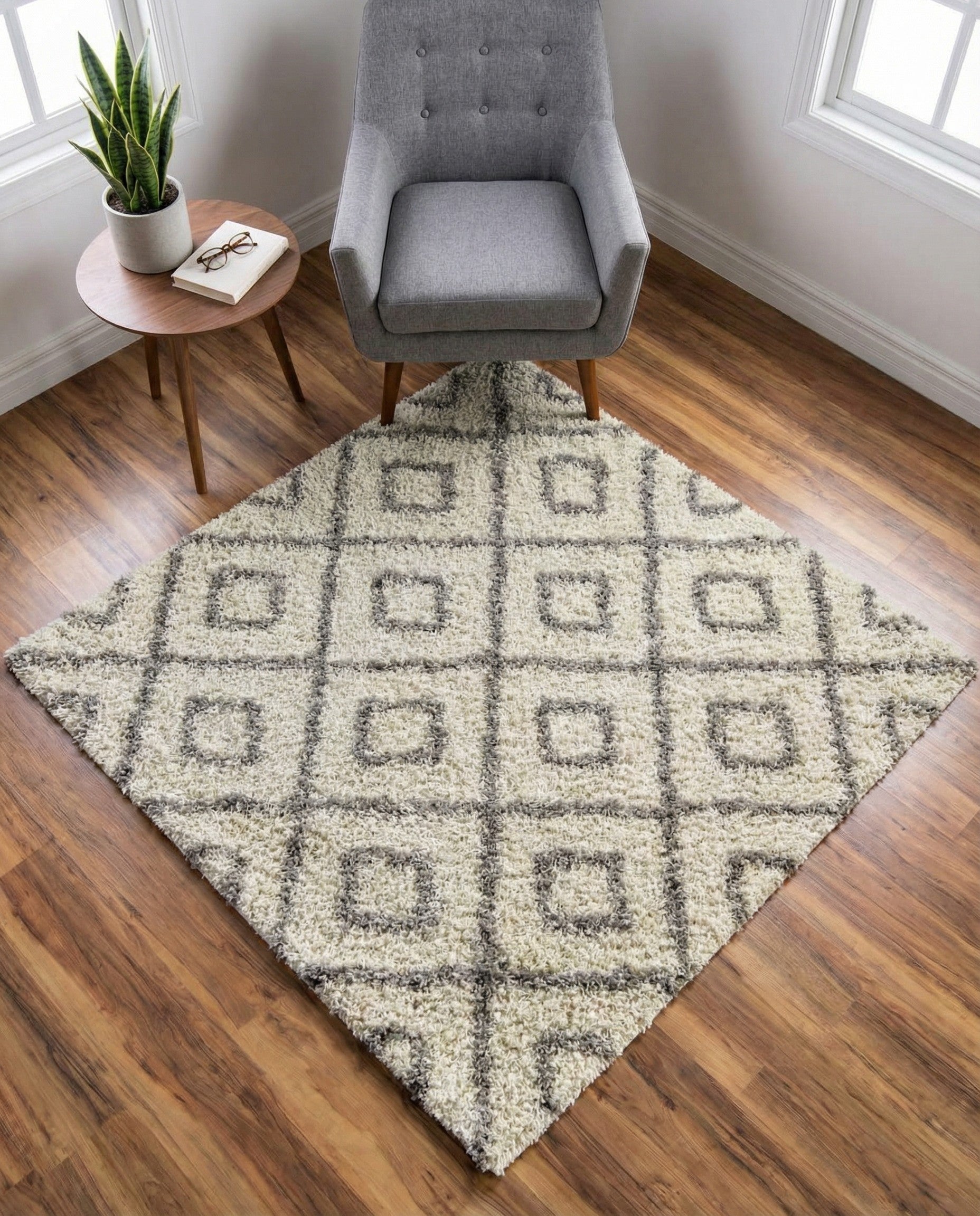 Primary image 4' x 4' Trellis Shag Square Rug