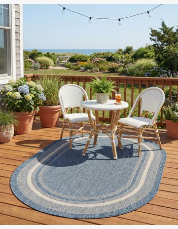 4' x 6' Easy-Clean Border Indoor / Outdoor Oval Rug