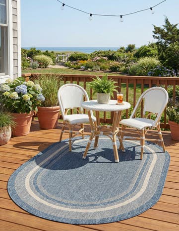 4' x 6' Easy-Clean Border Indoor / Outdoor Oval Rug