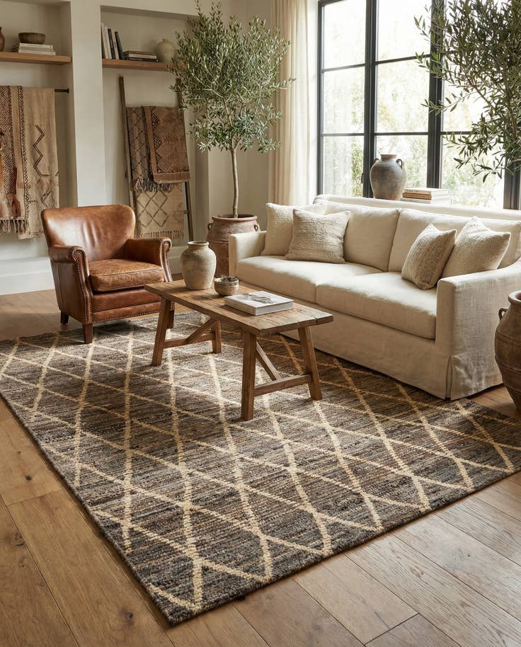 Detail image of 4' 9 x 6' 8 Hand Knotted Moroccan Wool Rug