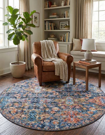 5' x 5' Washable Timeless Round Rug
