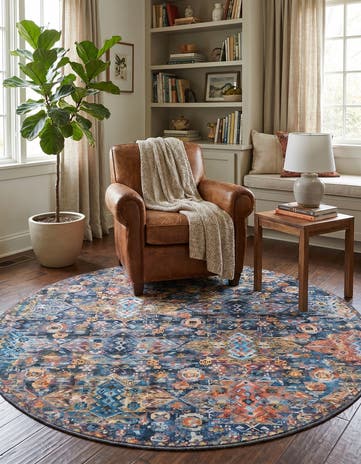 5' x 5' Washable Timeless Round Rug