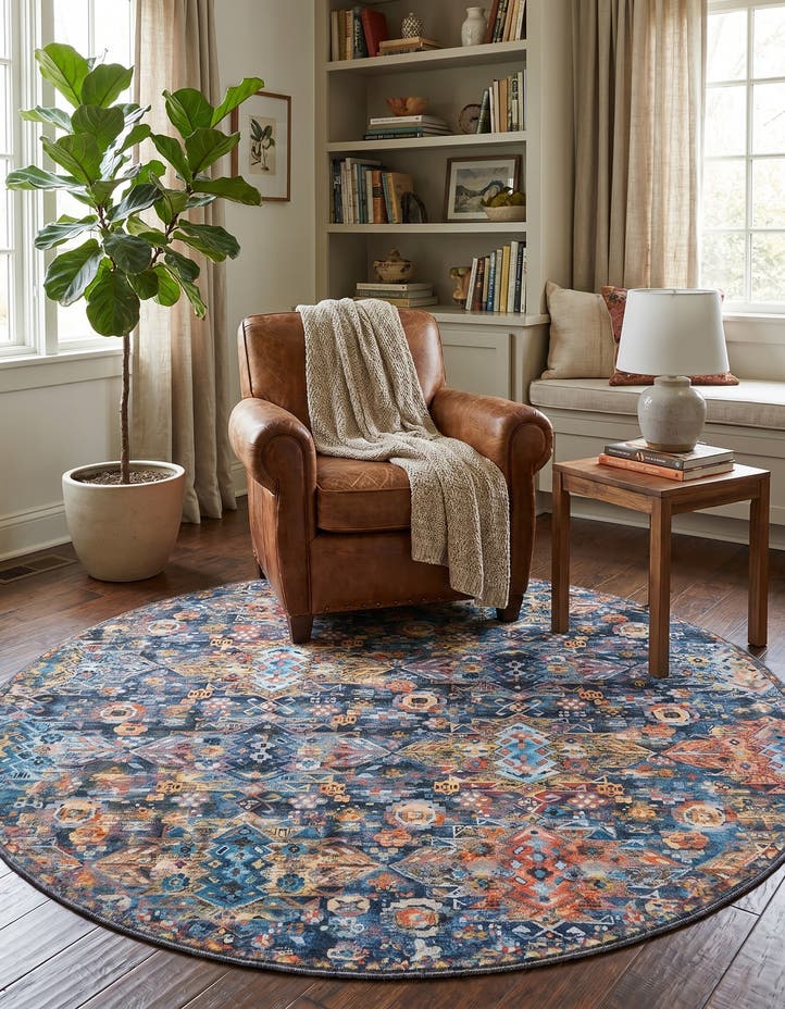 5' x 5' Washable Timeless Round Rug