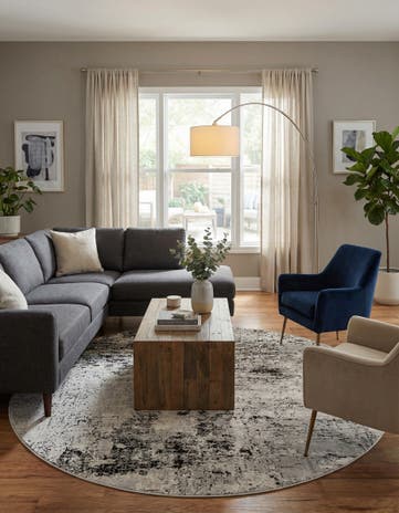 Gray Leipzig Round Rug