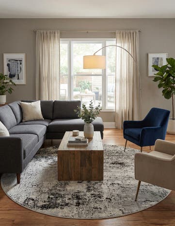 Gray Leipzig Round Rug