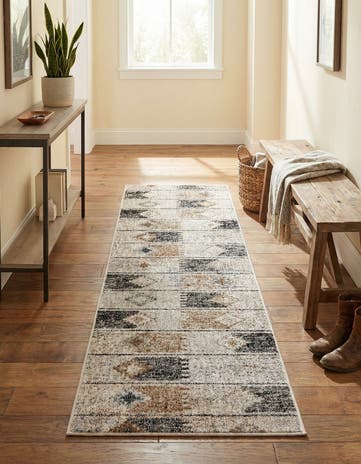Ivory Eco Southwestern Runner Rug