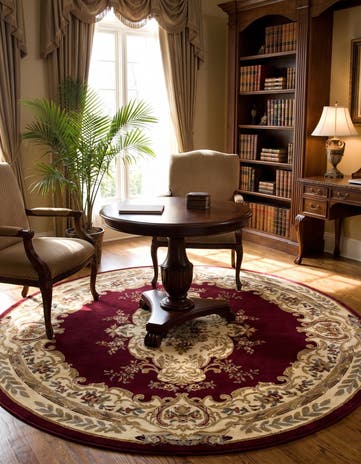 Red Chateau Round Rug