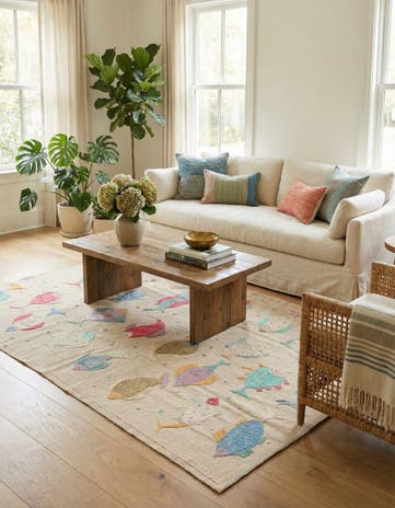 4' 2 x 5' 10 Hand Woven Kilim Suzani Wool Rug