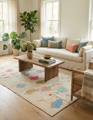 4' 2 x 5' 10 Hand Woven Kilim Suzani Wool Rug