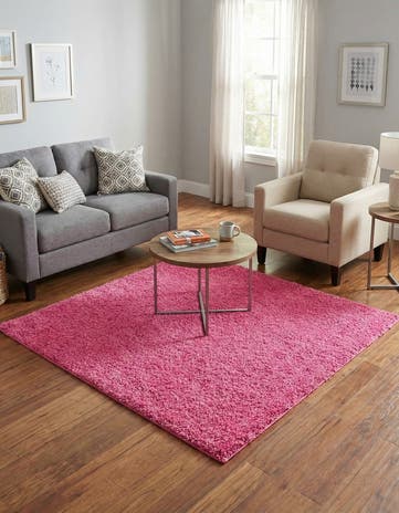 Taffy Pink Solid Shag Square Rug