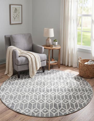 7' x 7' Lattice Trellis Round Rug