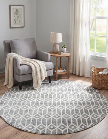 7' x 7' Lattice Trellis Round Rug