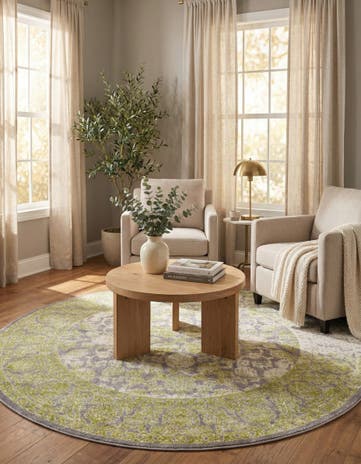 Light Green Modern Classical Round Rug
