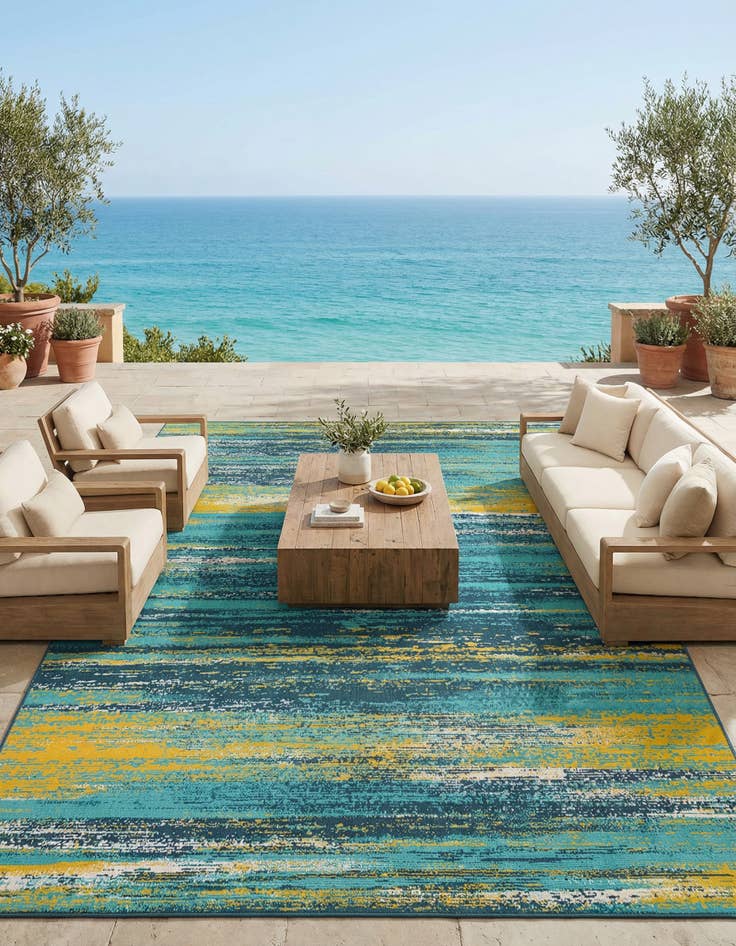 Detail image of 9' x 12' Washable Coastal Indoor / Outdoor Rug