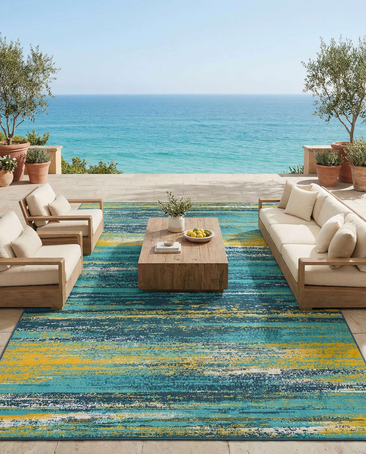 9' x 12' Easy-Clean Coastal Indoor / Outdoor Rug