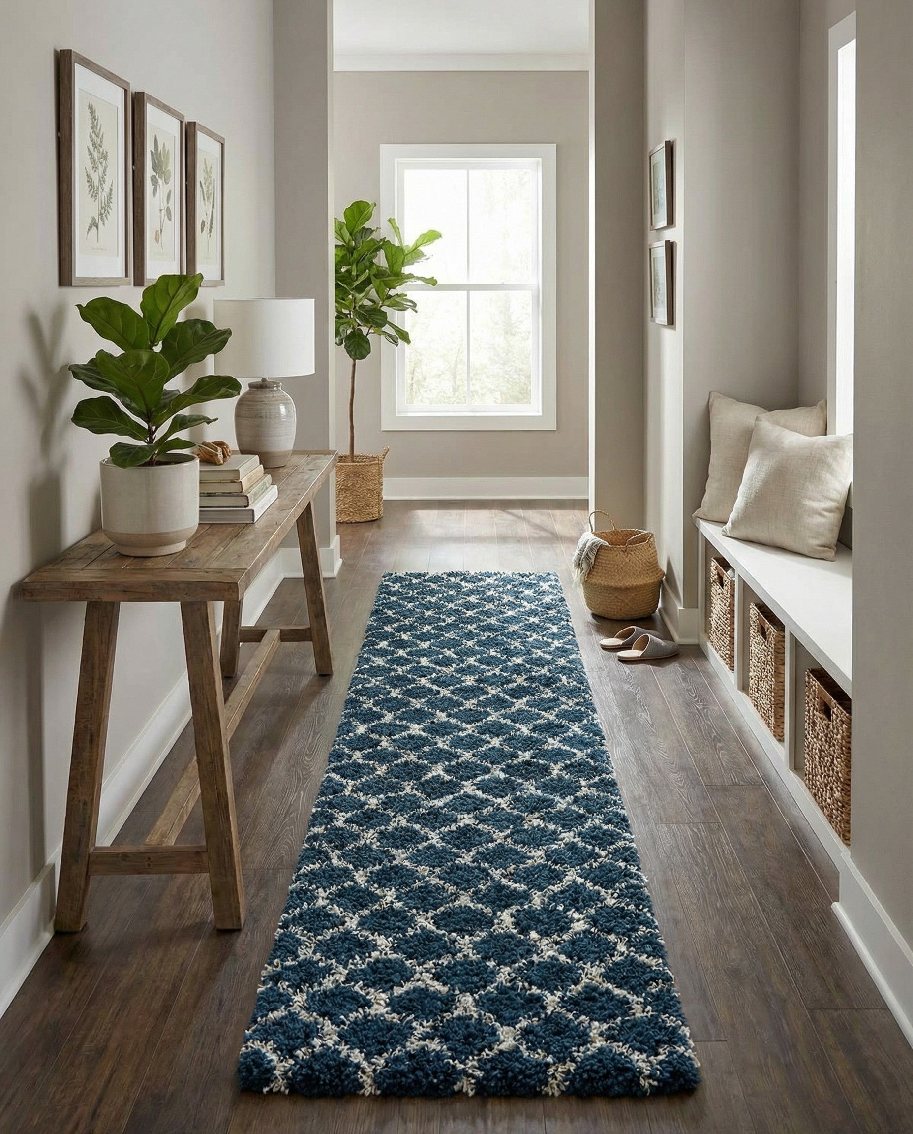 3' 3 x 16' 5 Trellis Shag Runner Rug