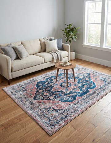Navy Blue Washable Yara Rug
