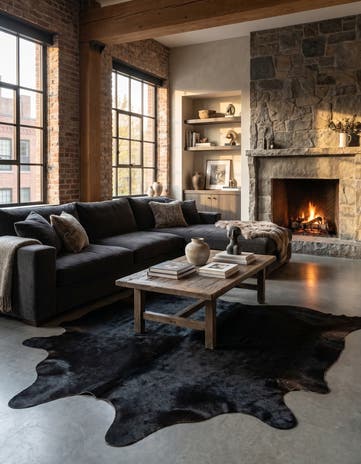 6' 4 x 6' 5 Cowhide Leather Square Rug
