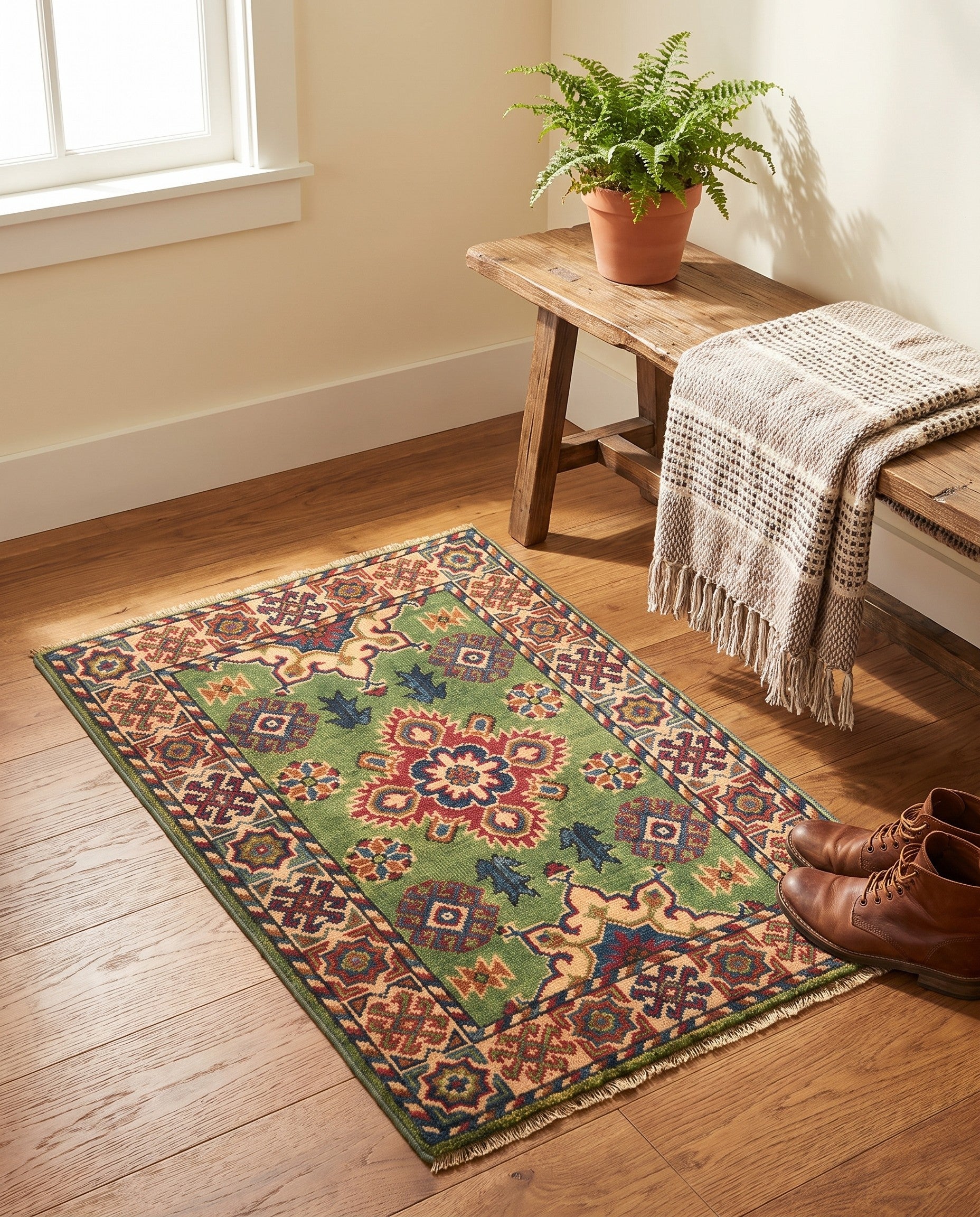 1' 11 x 3' Hand Knotted Kazak Rug