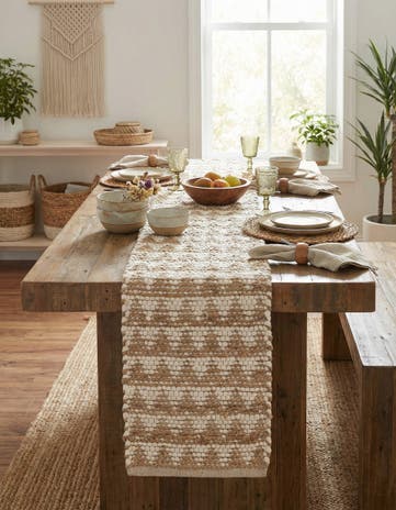 White Hand Woven Chindi Jute Table Runner Rug