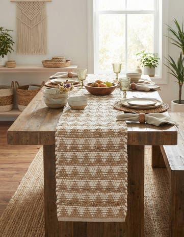 White Hand Woven Chindi Jute Table Runner Rug