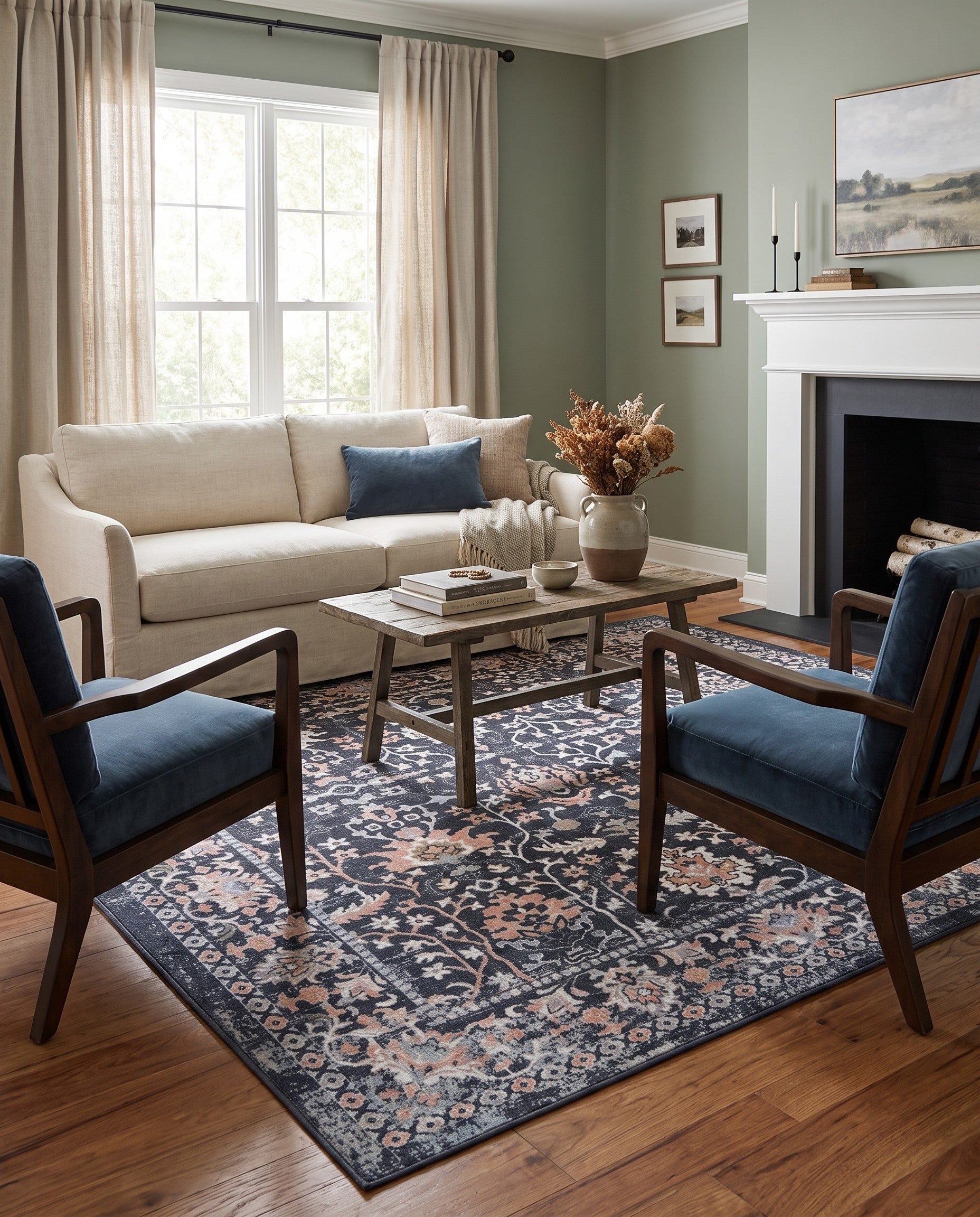 Navy Blue Kamala Washable Rug
