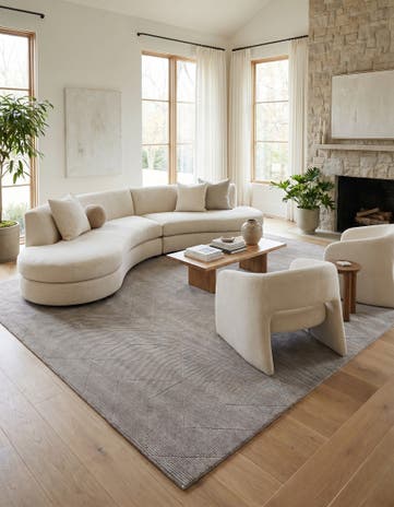 Steel gray WoolCraft Geometric Square Rug