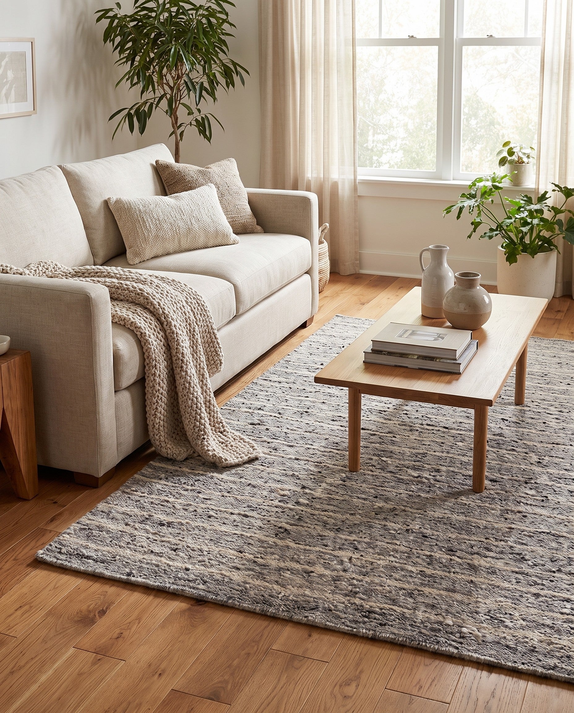5' 1 x 6' 8 Hand Knotted Moroccan Wool Rug