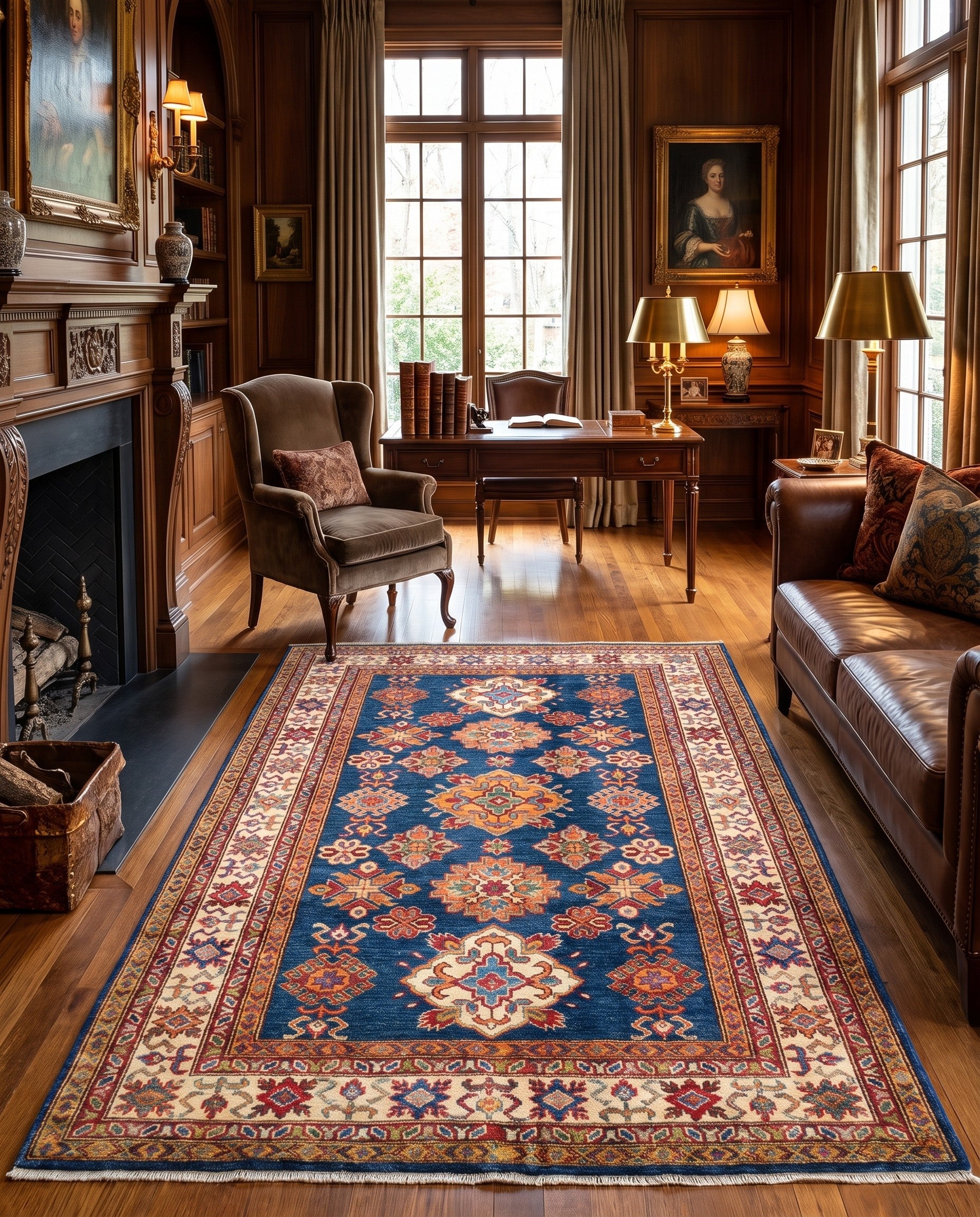 4' 3 x 5' 9 Hand Knotted Kazak Rug