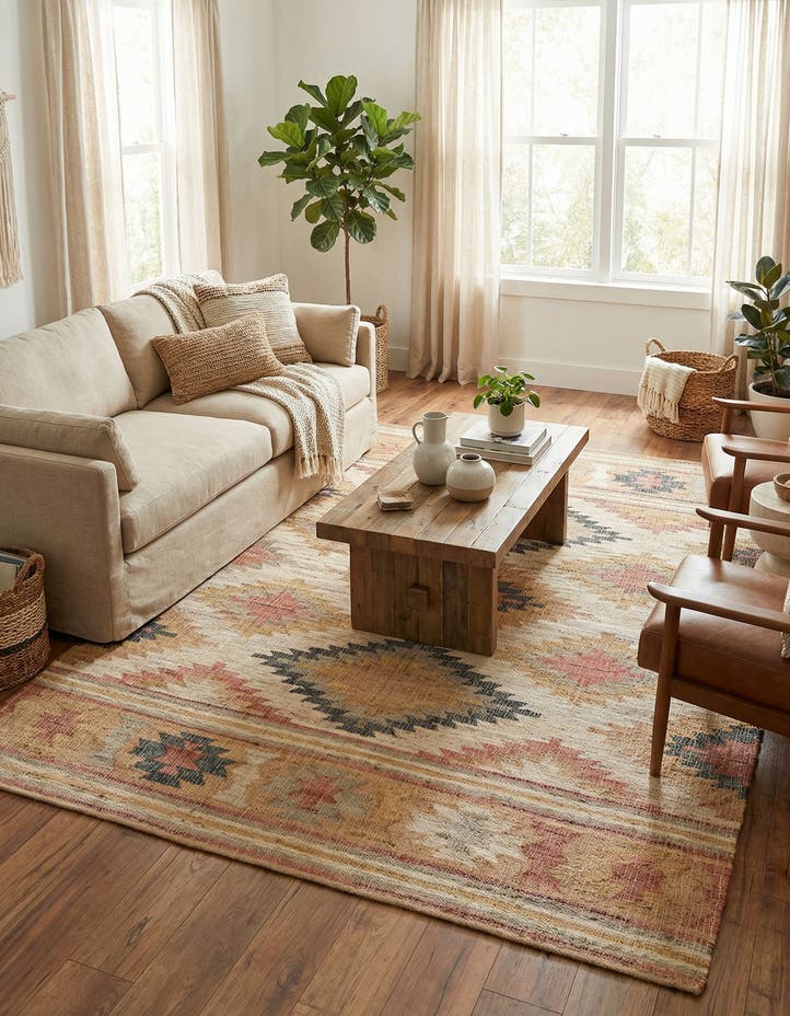 7' 10 x 10' Hand Woven Kilim Jute Rug