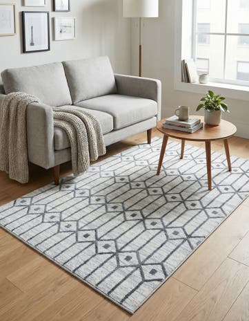 White Lattice Trellis Rug