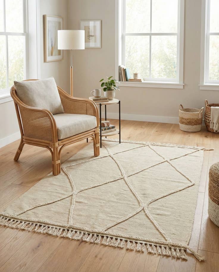 Detail image of 3' 7 x 4' 10 Hand Knotted Moroccan Wool Rug