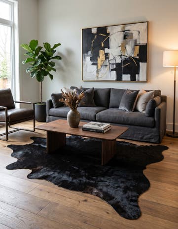 4' 2 x 6' 4 Cowhide Leather Rug