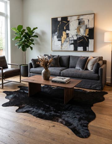 4' 2 x 6' 4 Cowhide Leather Rug